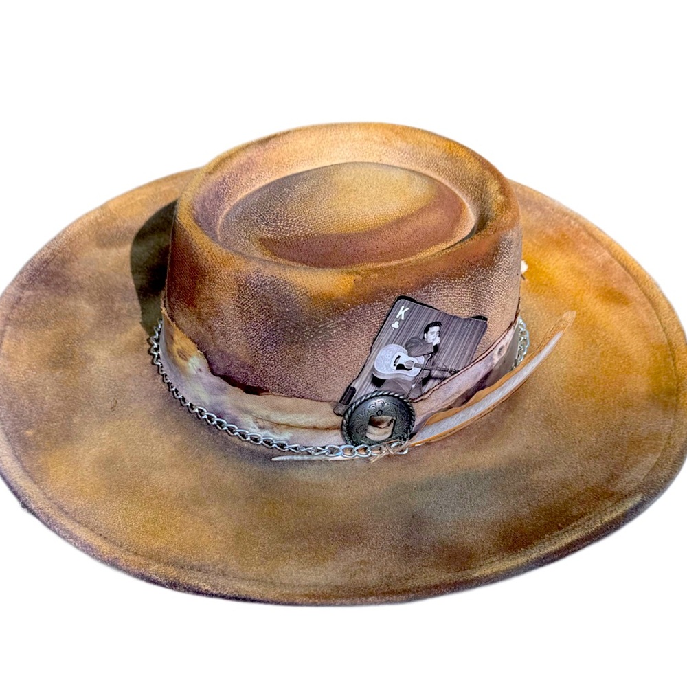 Brown Western Hat with Chain Detail